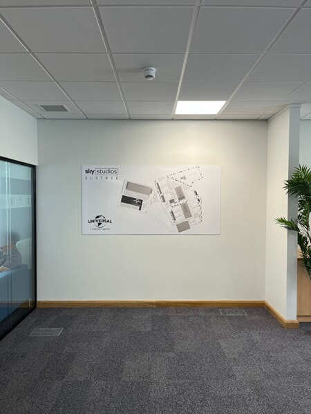 An image of the whiteboard with the aerial map of the studio.